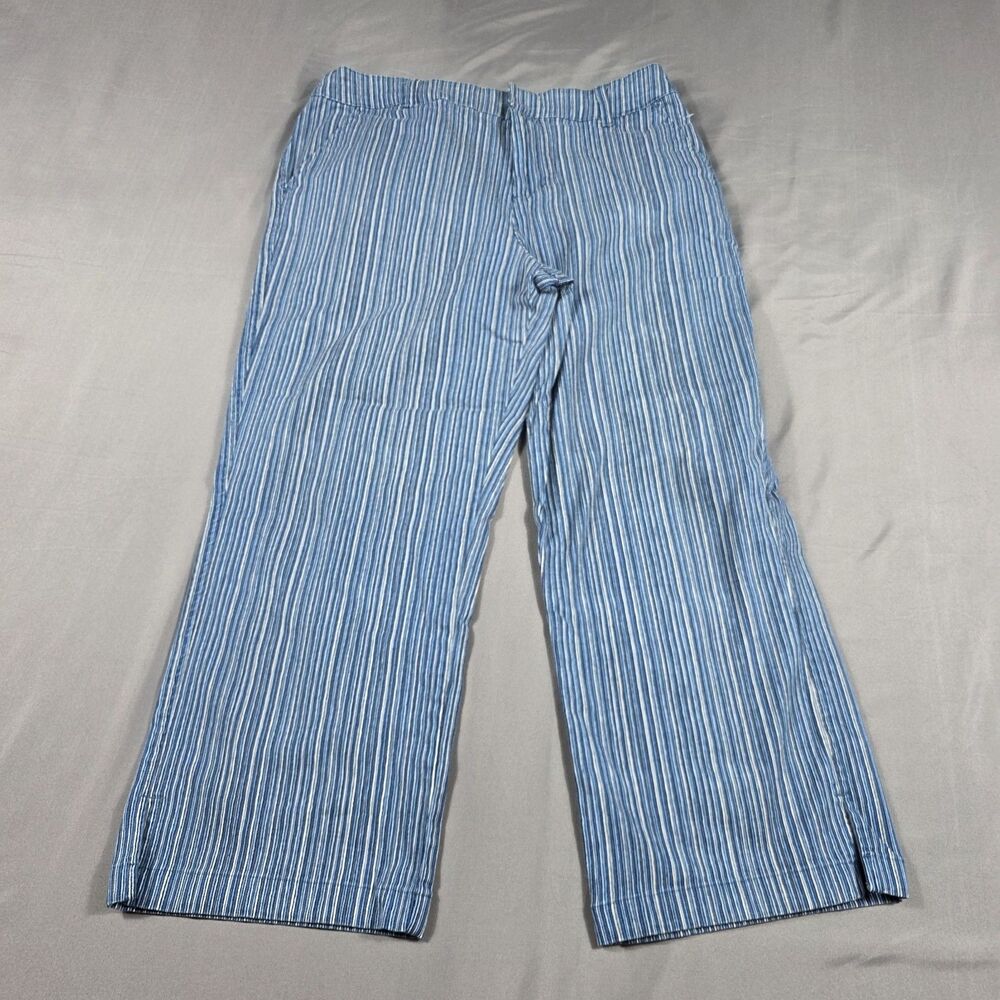 Cherokee Stretch Blue & White Striped Crop Ankle Jeans Size 12 High Rise